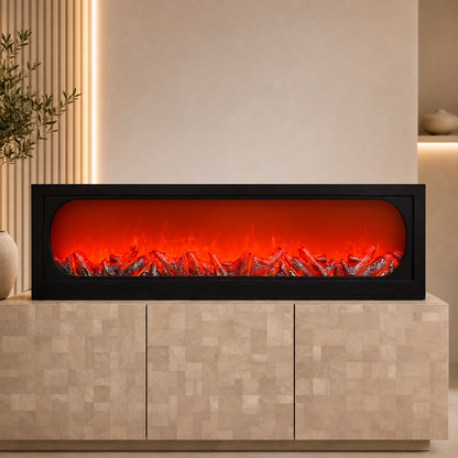 48-Inch Electric LED Fireplace with Realistic Flame Effect | Decorative Wall & Built-In Fireplace