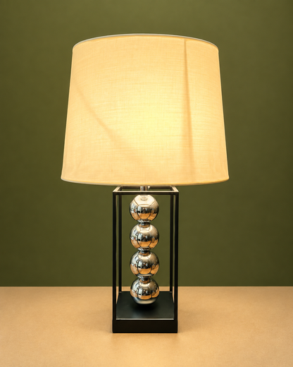 Modern Metal Ball Frame Table Lamp with Fabric Shade, 20 Inches