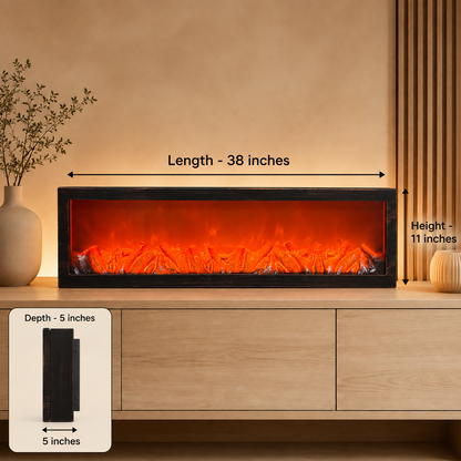 38-Inch Modern Artificial LED Firelamp with Realistic Flame Effect | Decorative Electric Fireplace