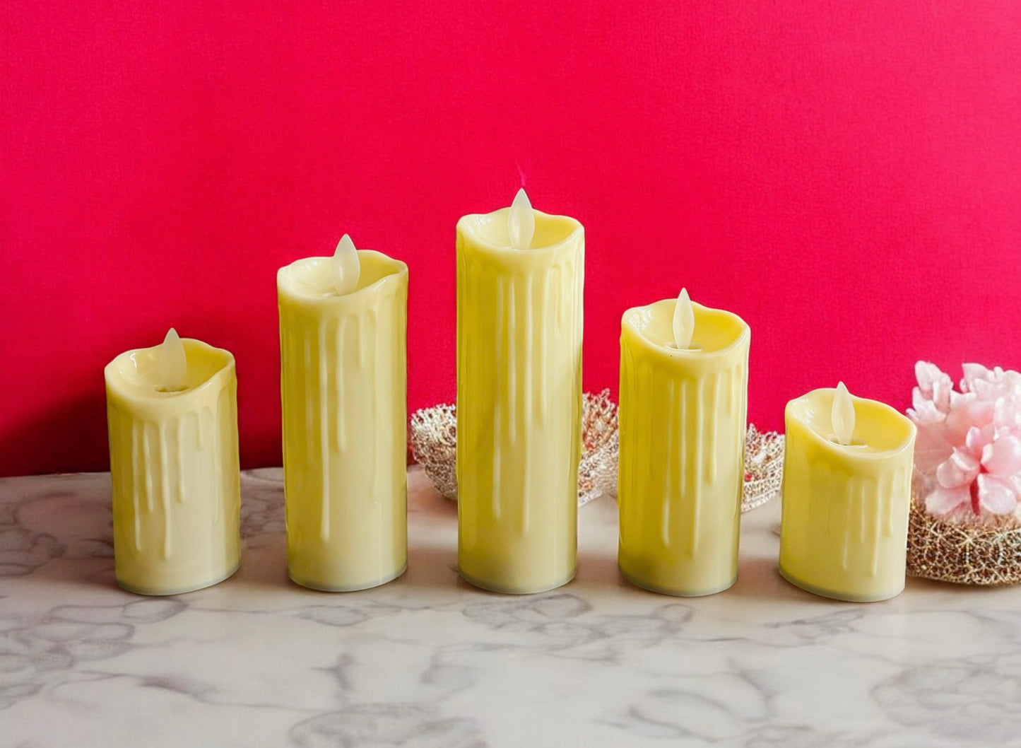 Artificial Melted Flickering Candles set of 5