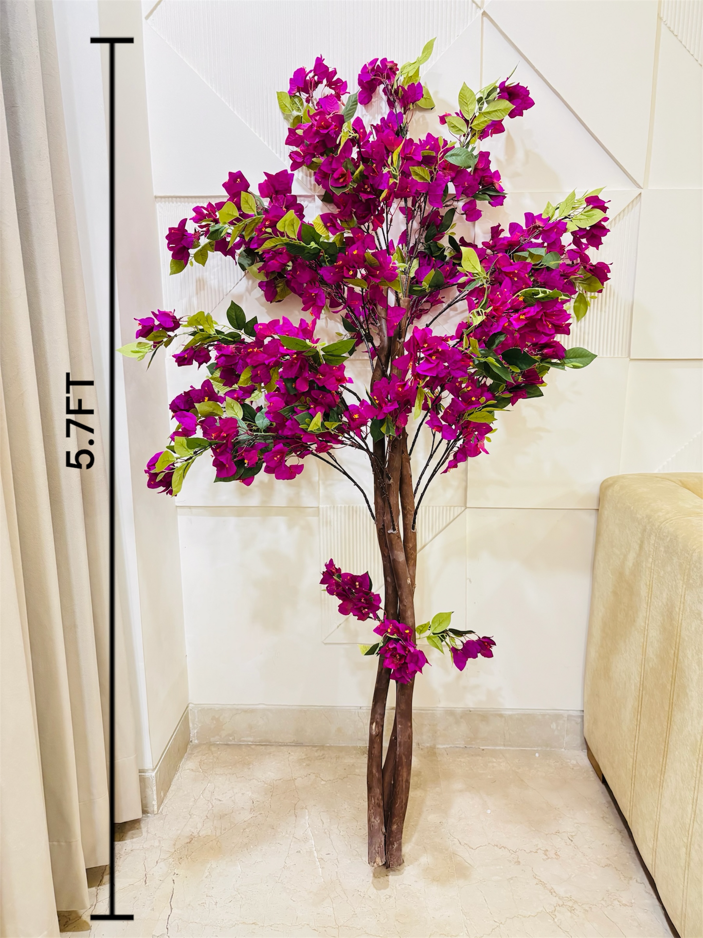 Elegant Twisted Artificial Bougainvillea Tree (Purple) – Realistic Home & Cafe Decor Accent