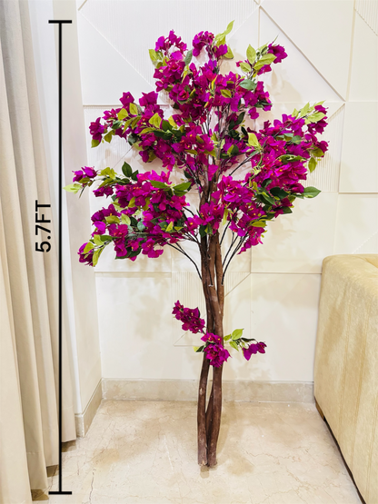 Elegant Twisted Artificial Bougainvillea Tree (Purple) – Realistic Home & Cafe Decor Accent