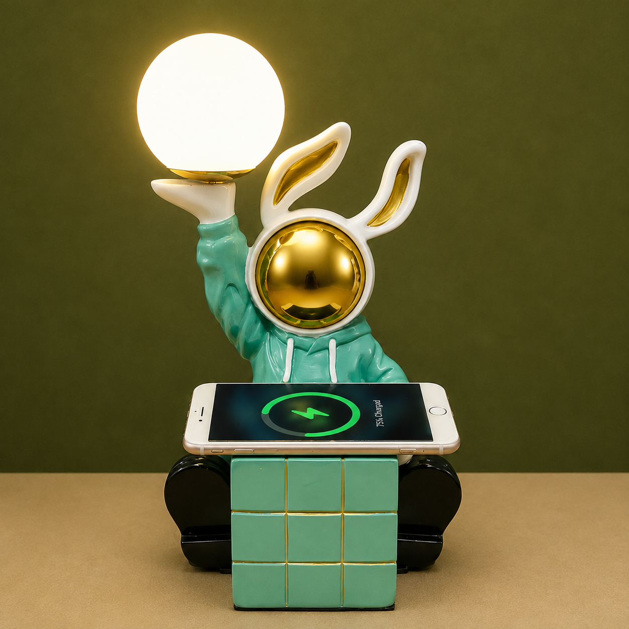 Bunny Wireless Charging Table Lamp with Decorative LED Globe