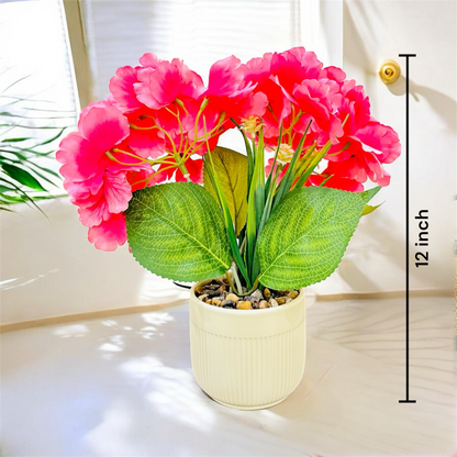 Vibrant Pink Artificial Flower Plant in Decorative Pot