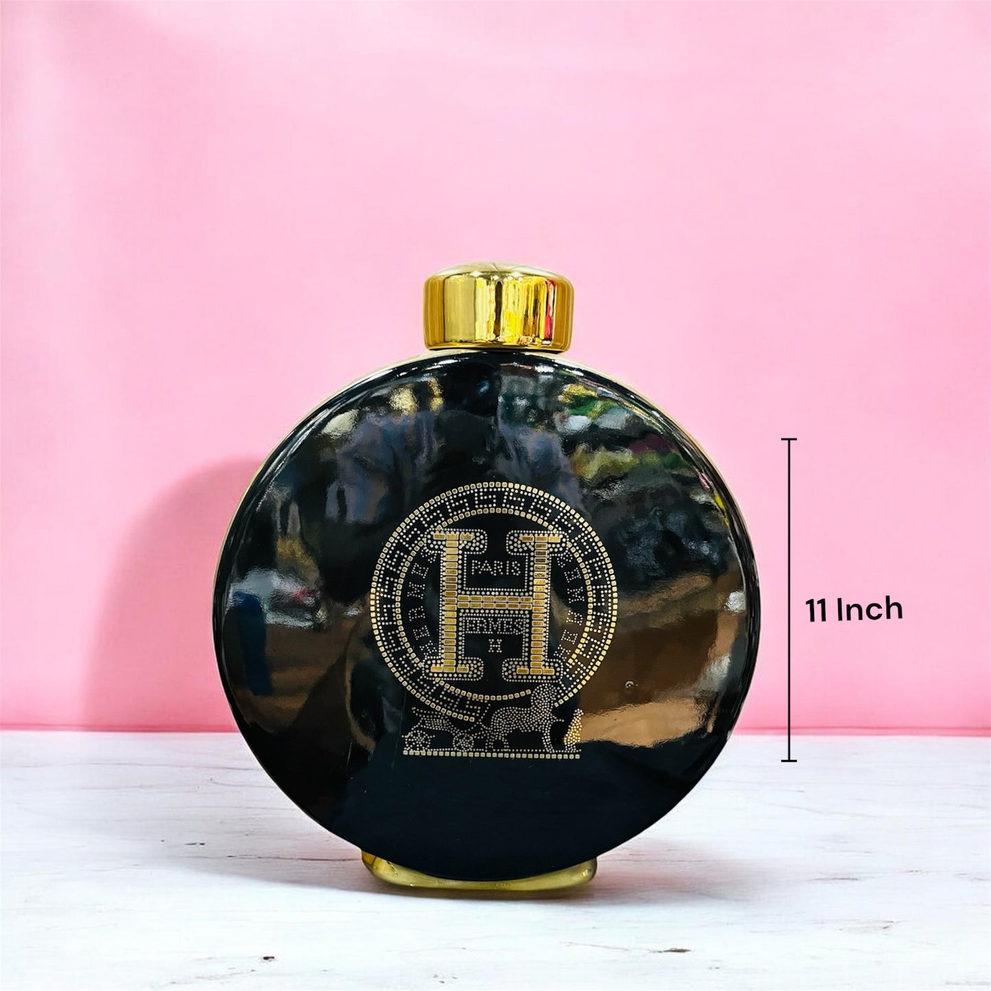 Modern Round Black & Gold Ceramic Decorative Vase/Jar