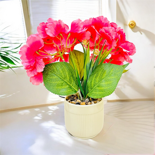 Vibrant Pink Artificial Flower Plant in Decorative Pot