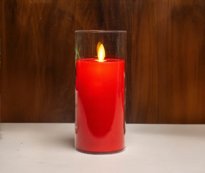 Acrylic Glass Red Led Moving Flame Pillar Candle