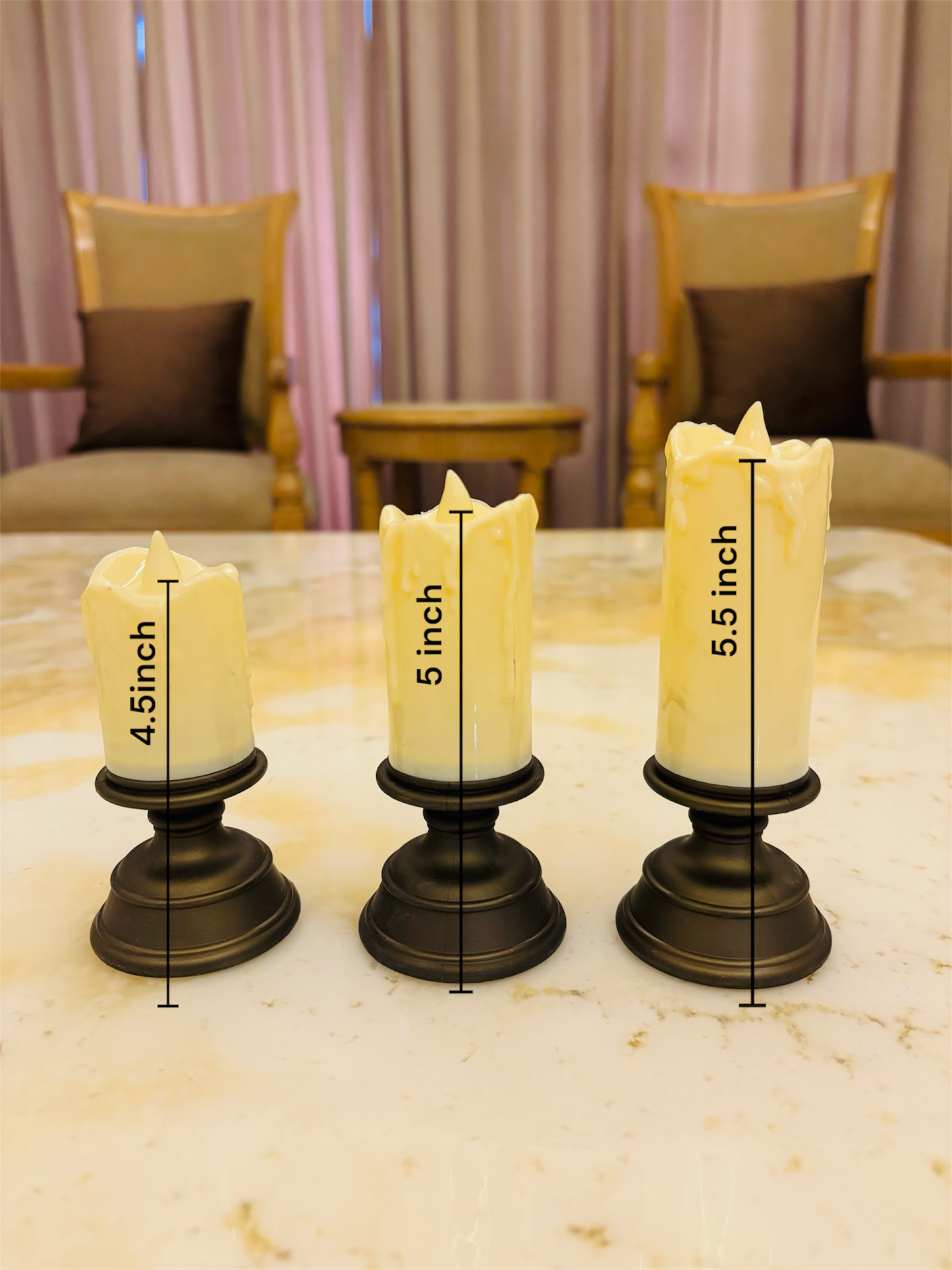 LED Melted Wax Candle with Stand – Flameless Flickering Decorative Candle for Home, Festive & Table Decor