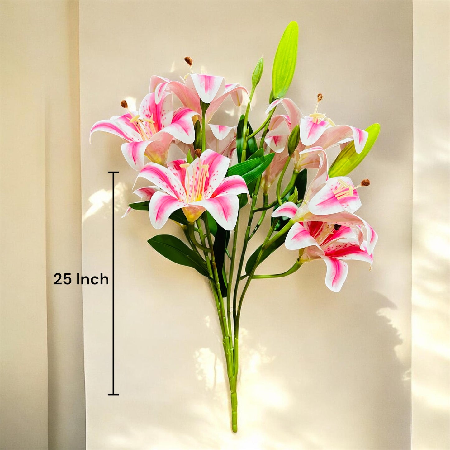 Artificial Lily Flower Bunch for Home and Office Decor, 25 Inch