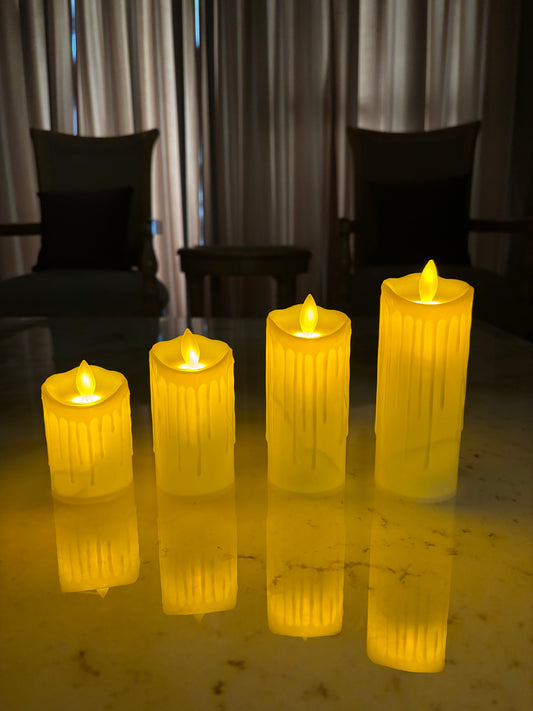 LED Melted Wax Design Candle – Realistic Flickering Flameless Decorative Candle for Home & Festive Decor