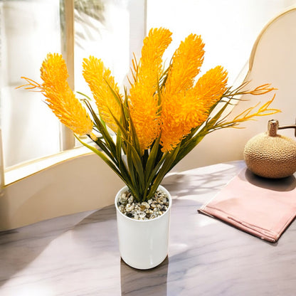 Artificial Wheat Plant in Ceramic Pot with Pebbles