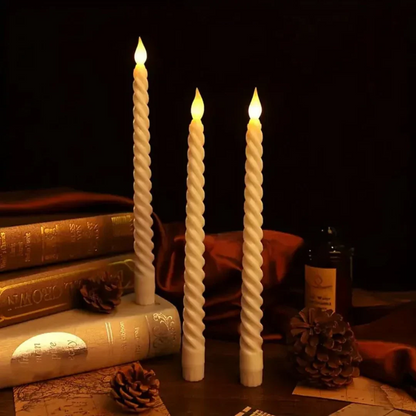 Led Long Pole Flameless Taper Candles Swirl Shape
