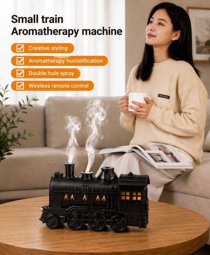 Vintage Train-Shaped Double Mist Humidifier & Aroma Diffuser