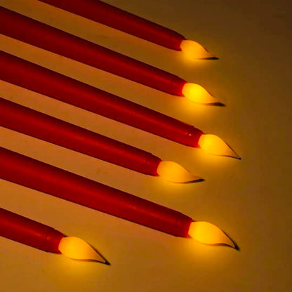 Led Long Pole Flameless Taper Candles - Red