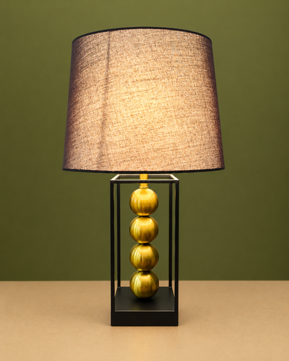 Modern Metal Ball Frame Table Lamp with Fabric Shade, 20 Inches