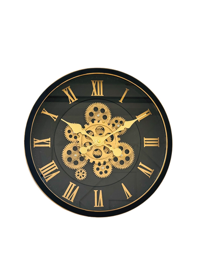 Acrylic Black Gear Mechanism Wall Clock - Industrial Vintage Design