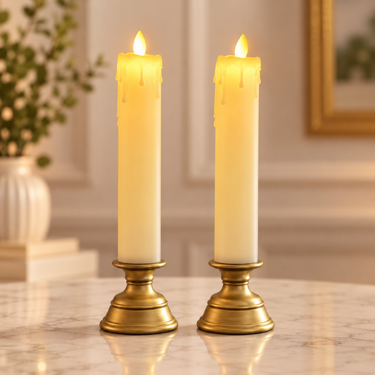 Led Pillar Candle with Stand Pack of 2