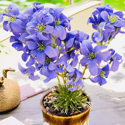 Artificial Purple Blossom Plant in Coffee Style Ceramic Pot – Elegant Table & Bathroom Decor Accent