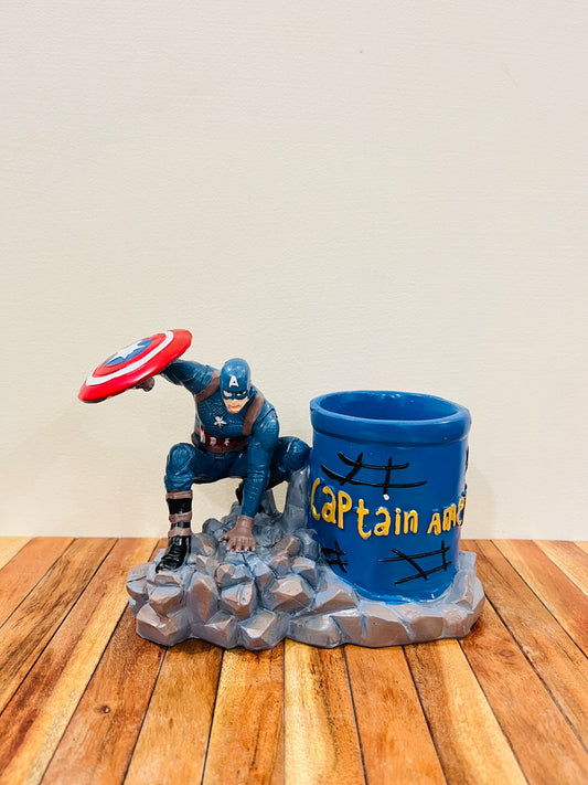 Captain America Resin and Metal Pen Stand- Desk Organizer