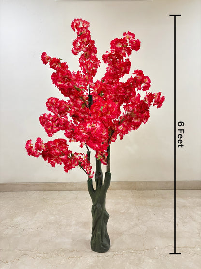 Artificial Red Blossom Indoor plant For Home - 6FT