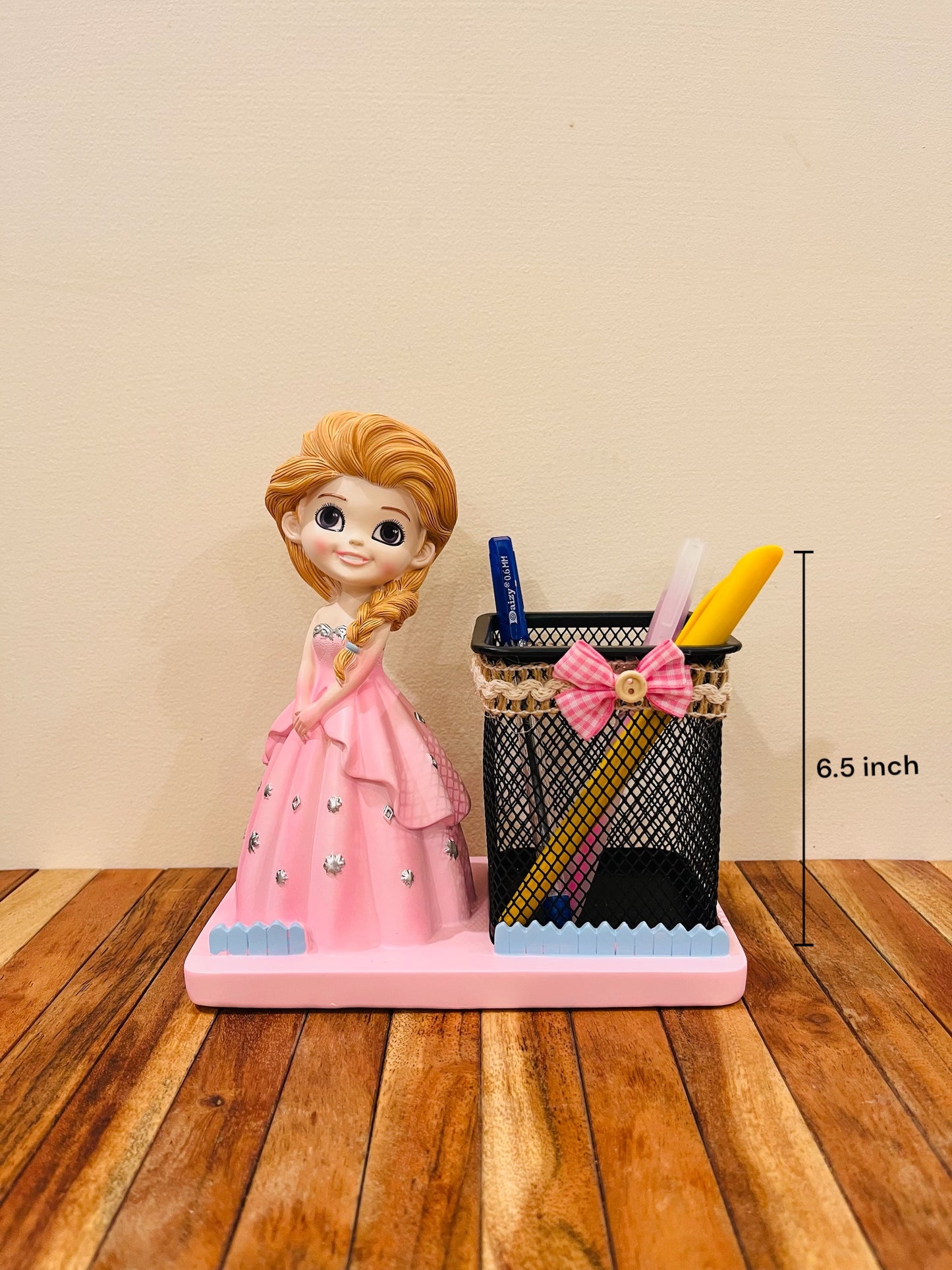 Elegant Resin and Metal Princess Pen Stand- Desk Organizer