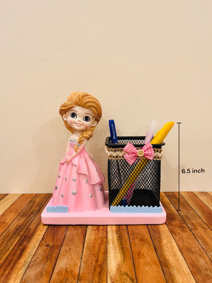 Elegant Resin and Metal Princess Pen Stand- Desk Organizer