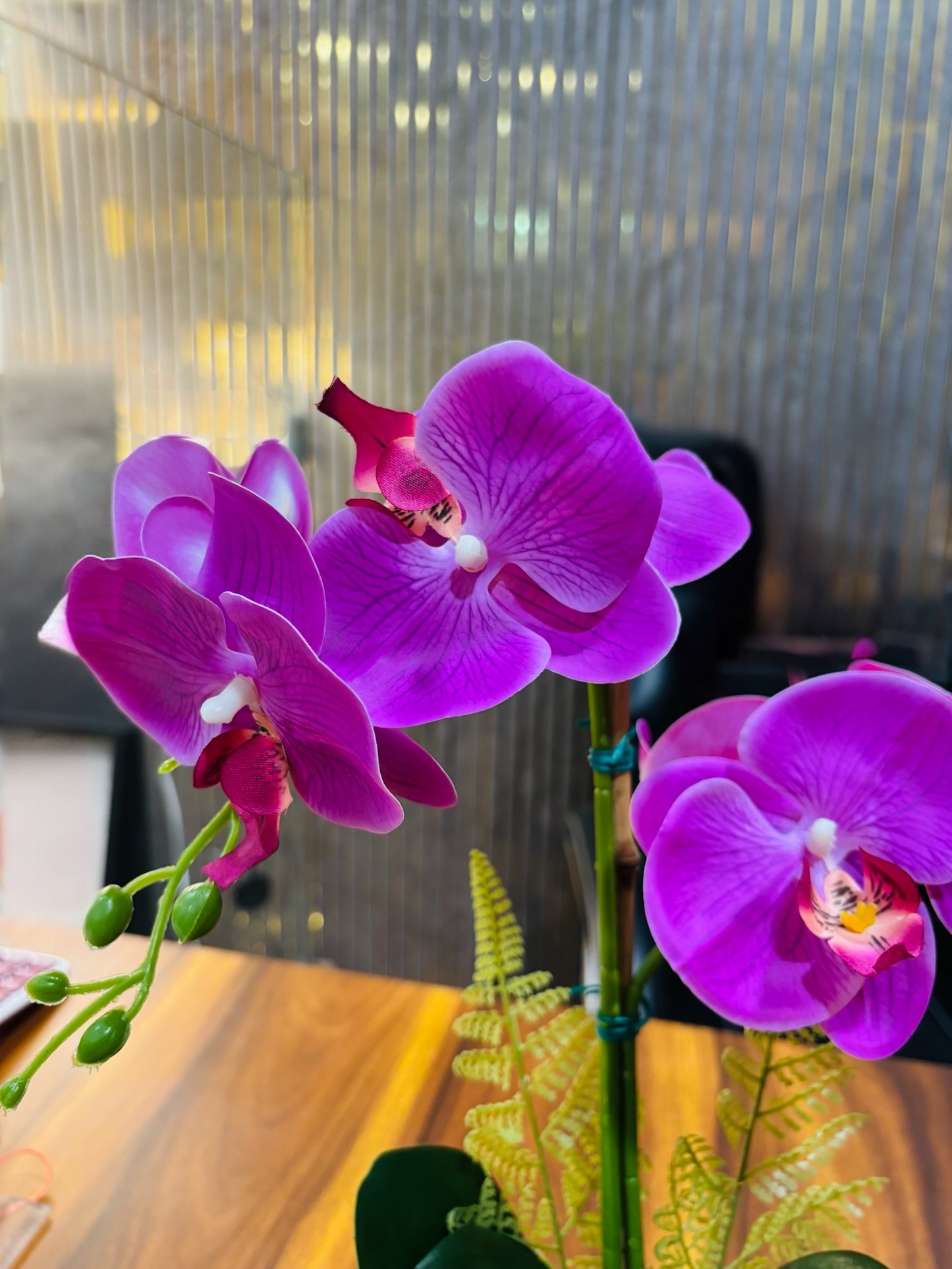 Premium Artificial Purple Orchid Plant with Ceramic Pot | Realistic Faux Orchid Flower Arrangement for Home, Office, Living Room & Table Decor