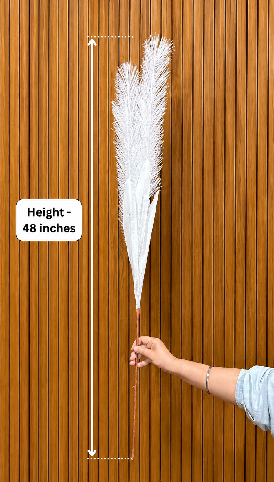 Premium Artificial Pampas Grass Stem – 48 Inches | Tall Decorative Feather Stem for Floor Vases