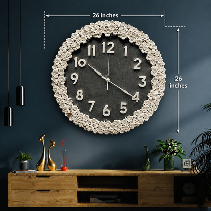 Luxury Floral Petal Wall Clock – Elegant 3D Flower Frame Decorative Clock