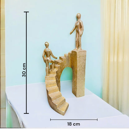 Golden Steps: Modern Architectural Figurine Ideal for Home Decor