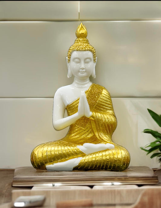 White and Gold Enlightened Buddha Showpiece