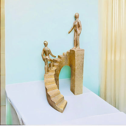 Golden Steps: Modern Architectural Figurine Ideal for Home Decor