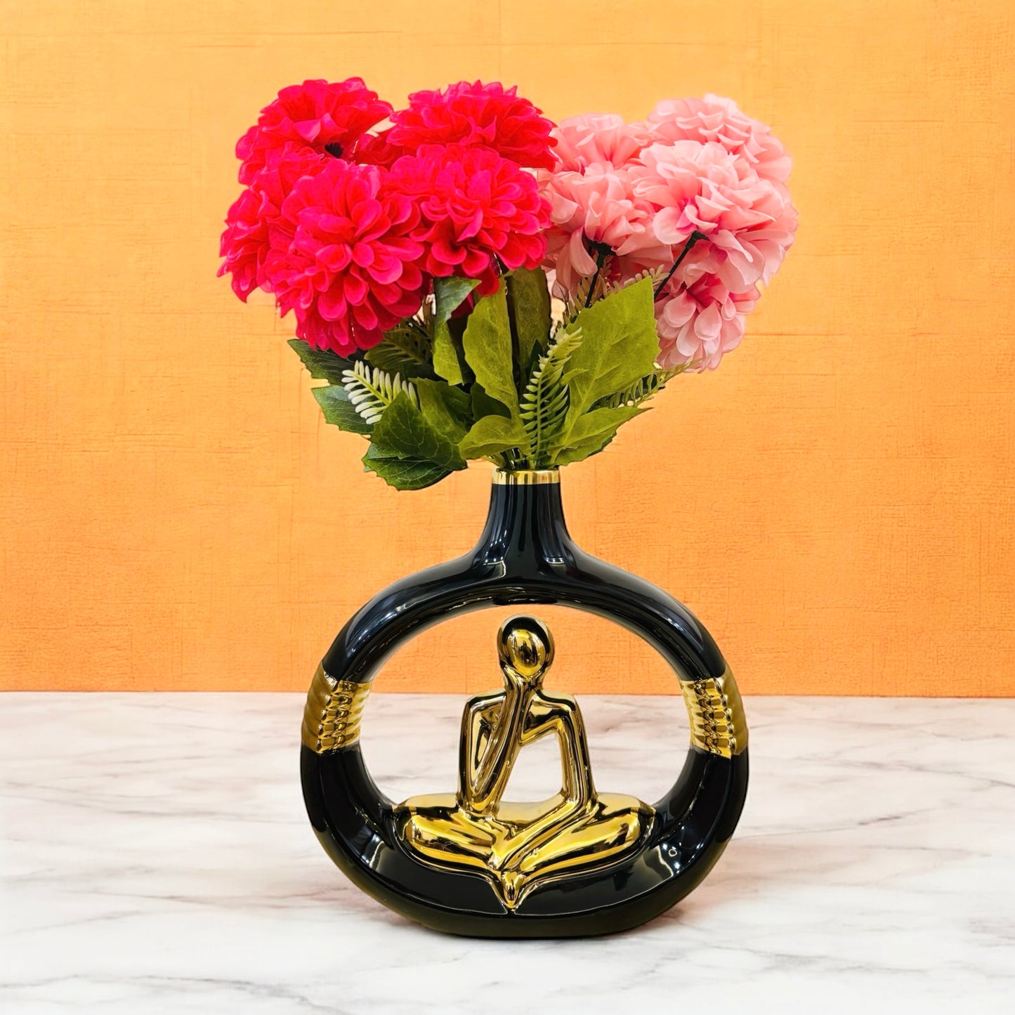 Elegant Golden Abstract Man Metal Vase for Table Decor