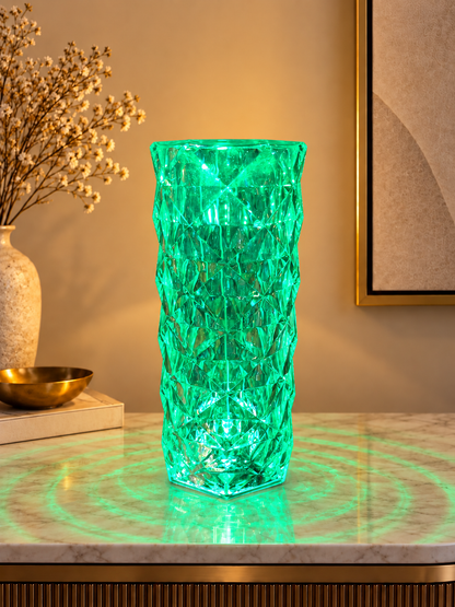 Rechargeable Premium Crystal Table Lamp with Remote Control & 16 Colors, 8.5 Inch