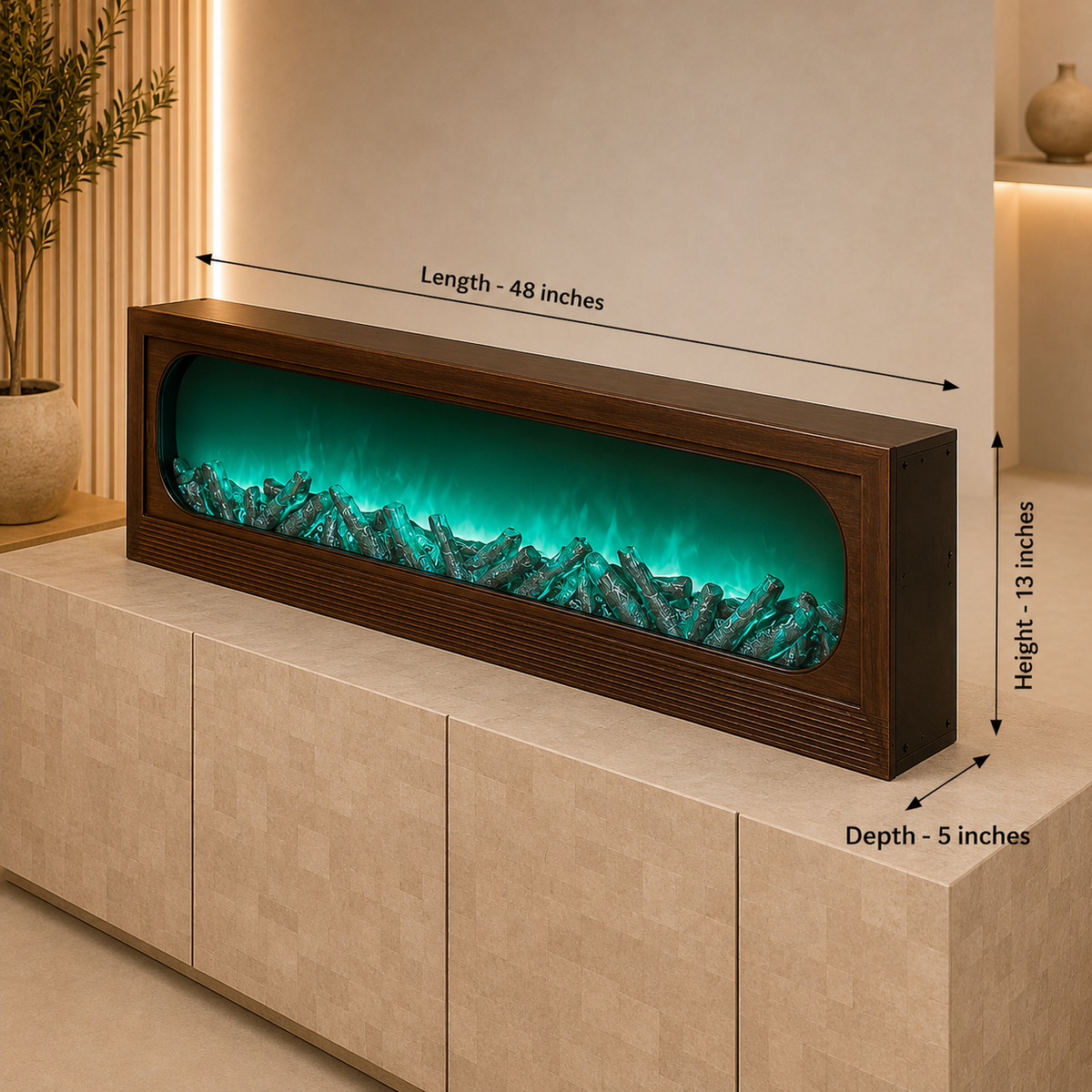 48 inches Multicolor LED Electric Fireplace with Remote Control – 16 Light Colors & Adjustable Brightness
