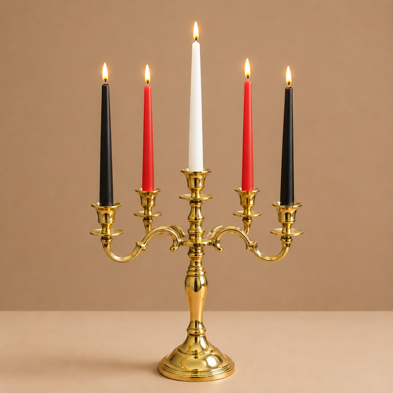 16 Inches Brass Candle Stand – Elegant 5-Arm Candelabra