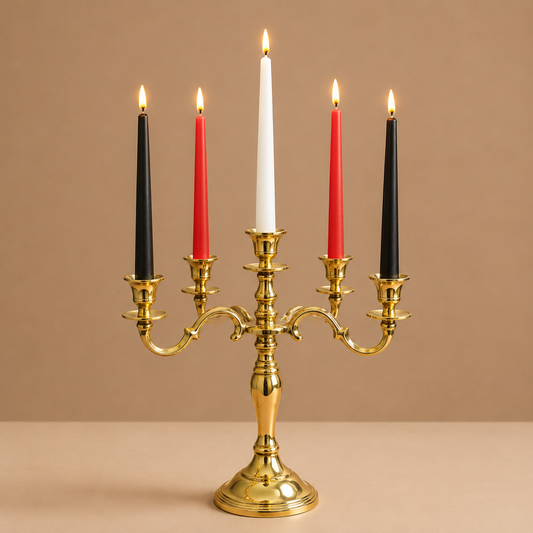16 Inches Brass Candle Stand – Elegant 5-Arm Candelabra