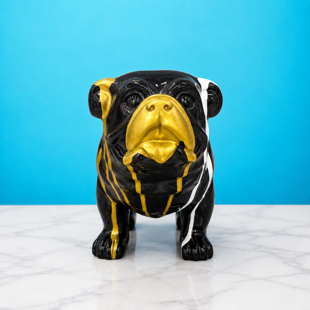 Luxury Black & Gold Bulldog Dog Showpiece – Modern Decorative Dog Figurine for Home & Office Decor