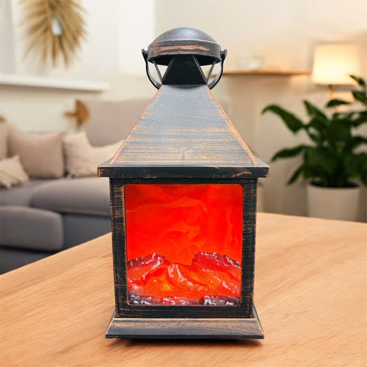 Vintage LED Lantern with Realistic Artificial Fire Effect