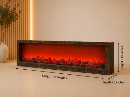 48-Inch Premium LED Fireplace with Realistic Flame Effect | Antique Finish Decorative Electric Firelamp