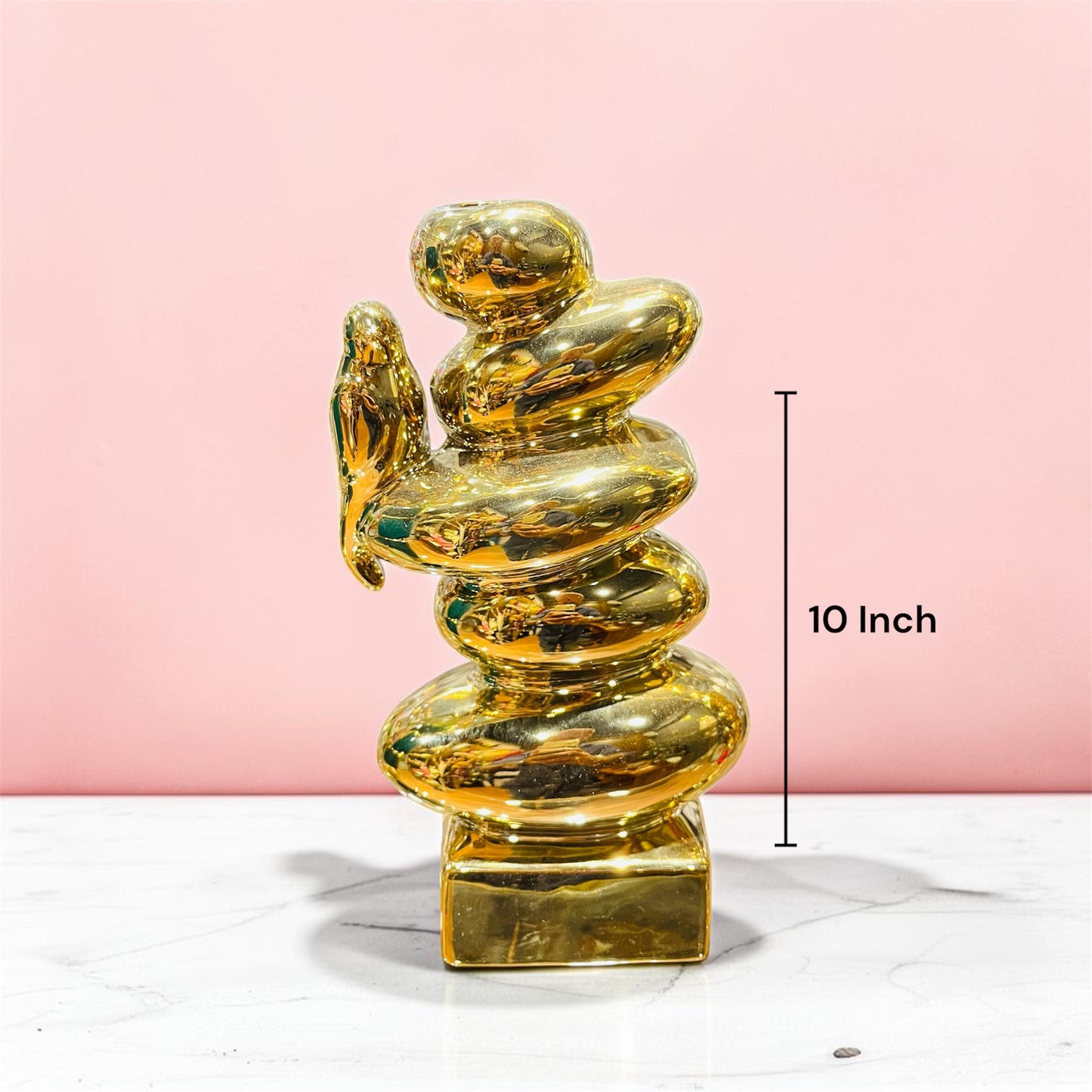 Luxury Gold Ceramic Bird Stacked Pebble Vase 10 Inch