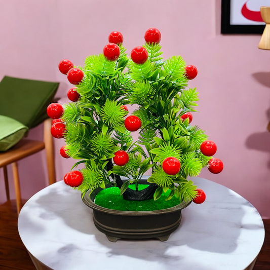 Charming Artificial Cherry Plant in Fiber Pot for Home Decor