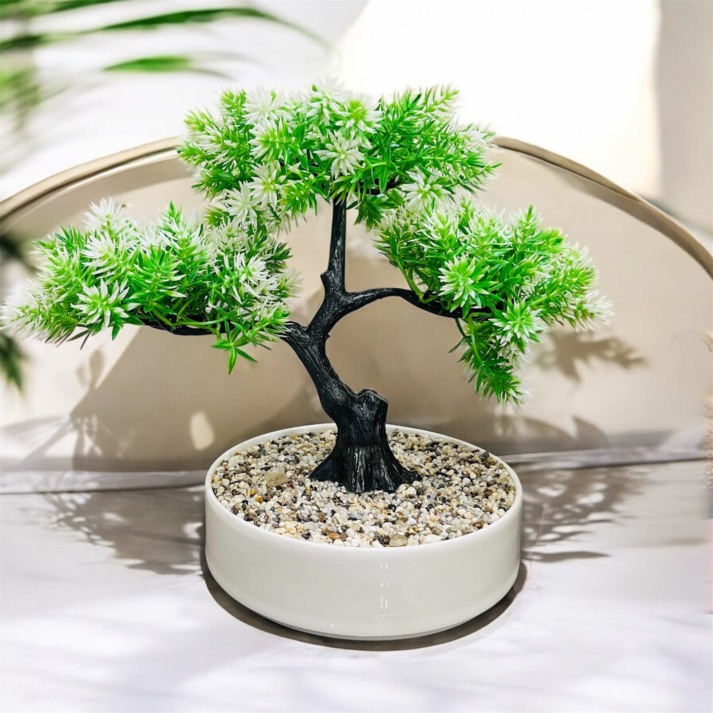 Artificial Bonsai Tree in Ceramic Pot with Pebbles