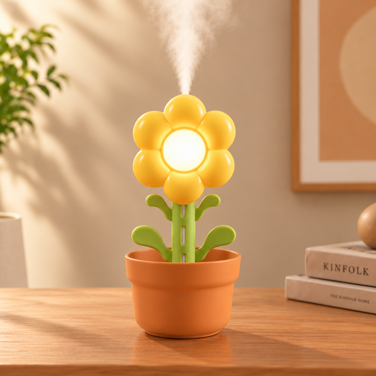 Flower Talk Diffuser with LED Night Light – Sunflower Design Aroma Humidifier