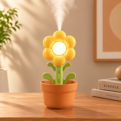 Flower Talk Diffuser with LED Night Light – Sunflower Design Aroma Humidifier
