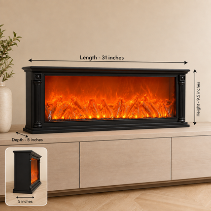 31-Inch Classic LED Fireplace with Realistic Flame Effect | Decorative Electric Fireplace
