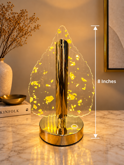 Rechargeable Crystal Leaf LED Table Lamp with 3 Light Modes, 8 Inch