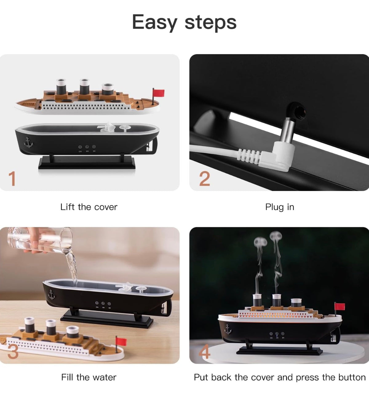 Titanic Ship Aroma Diffuser with LED Lights – Decorative Humidifier