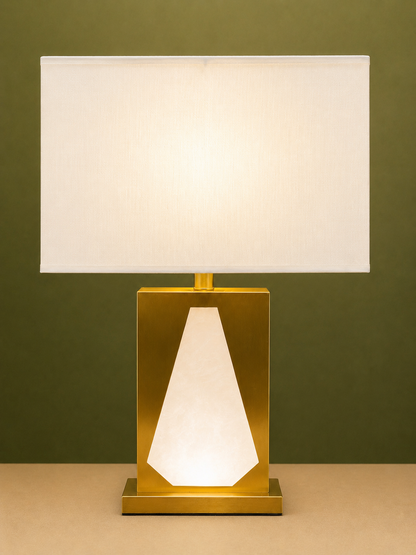 Luxury Metal and Illuminated Marble Base Table Lamp with 3-Modes LED Light, 34 Inches