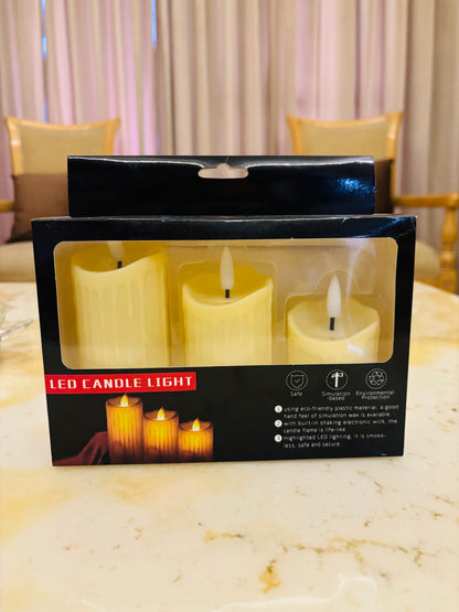 LED Melted Wax Design Candle Set of 3 – Realistic Looking Candle